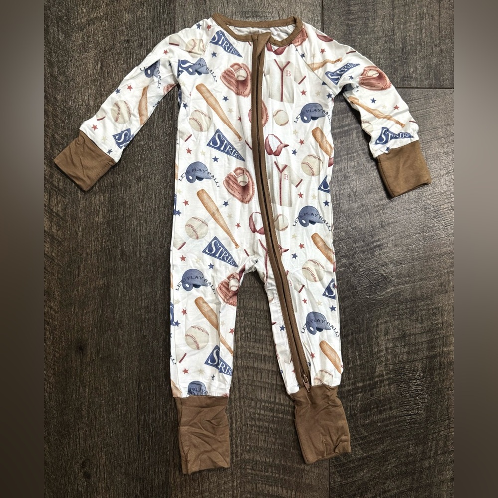 Bamboo Baby Sleepie Zippy Sports Baseball Print 3-6 month